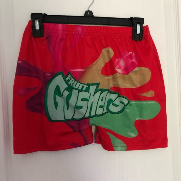 Women's Gushers Snack Shorts High Waisted Stretchy Biker Shorts Red Size Small - Picture 1 of 6